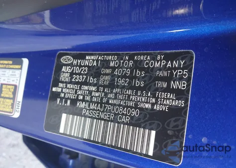 2023 Hyundai Elantra Hybrid Blue z USA, uszkodzony, nr VIN KMHLM4AJ7PU084090